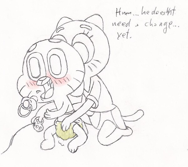 Nicole checking Gumball (WET DIAPER) by datspaniard Fur Affinity