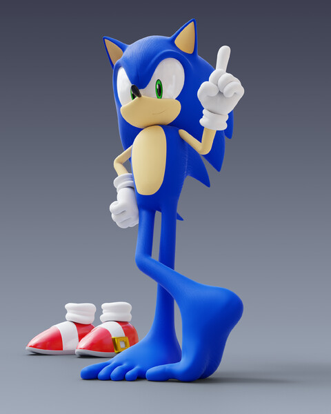 [3D] Sonic's even newer look by FeetyMcFoot Fur Affinity [dot] net