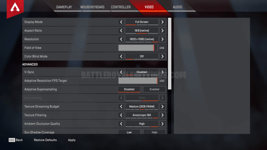 Apex Legends Progamer SETTINGS SEAGULL ( 에이팩스 레전드 프로게이머 세팅 시걸 에이팩스