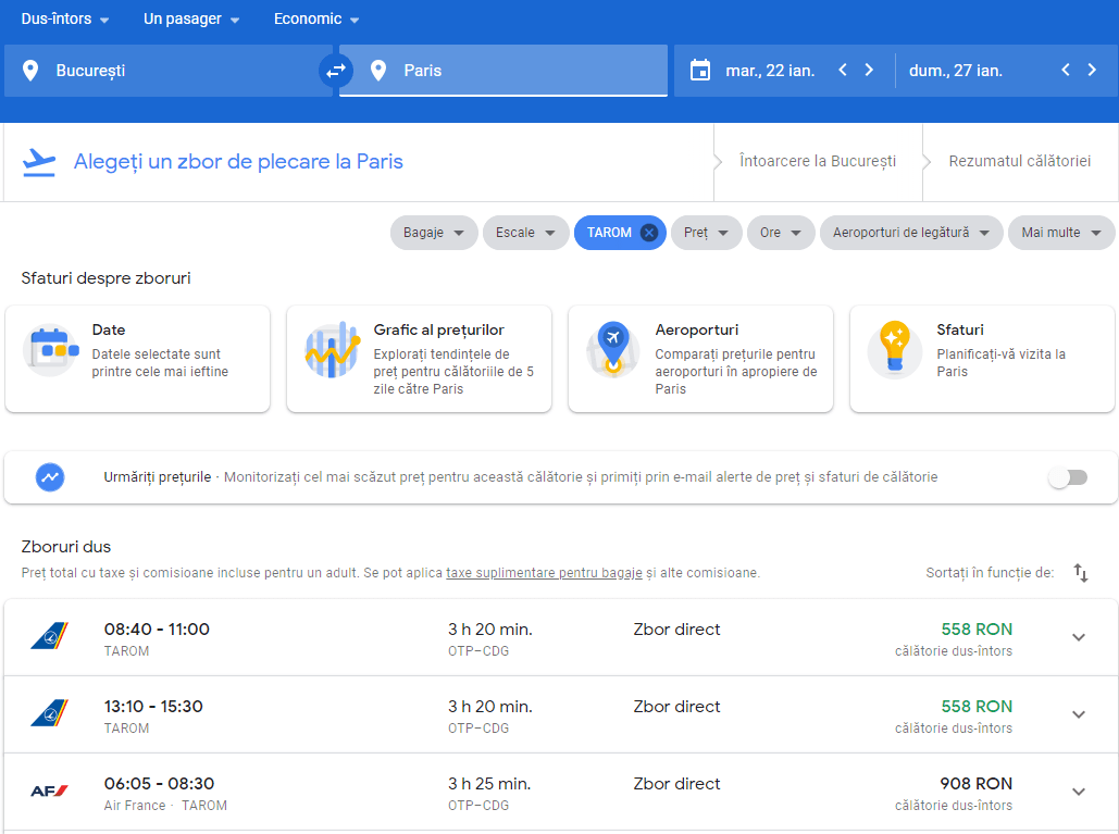 Promoție TAROM pentru bilete de avion internaționale cu prețuri între