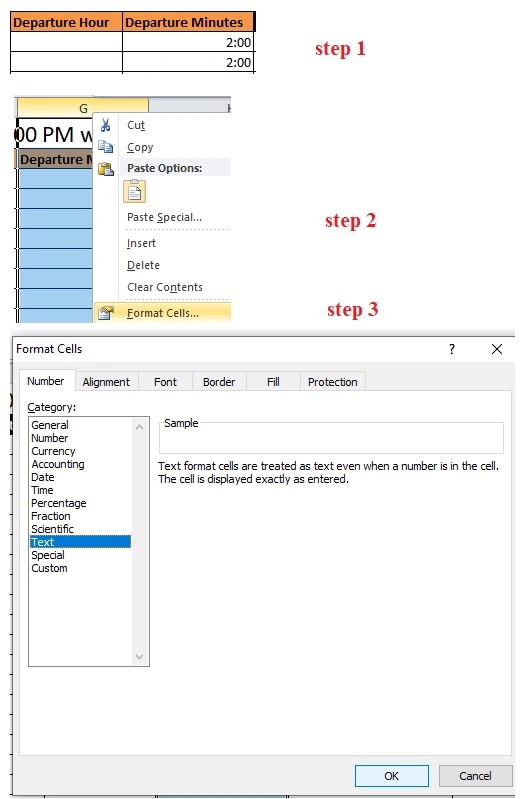 How to change the data type of a cell in excel?