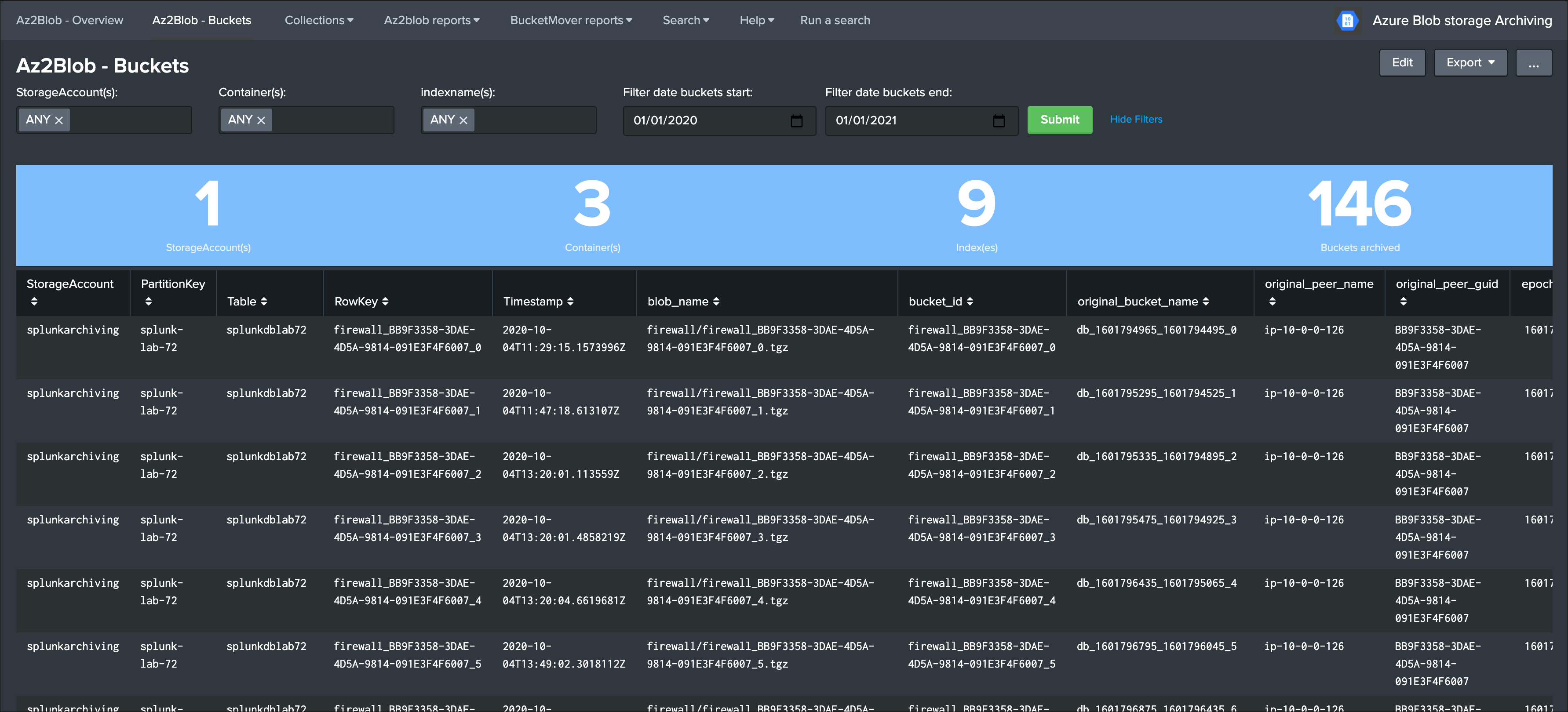 to the Splunk Addon for Azure blob storage archiving