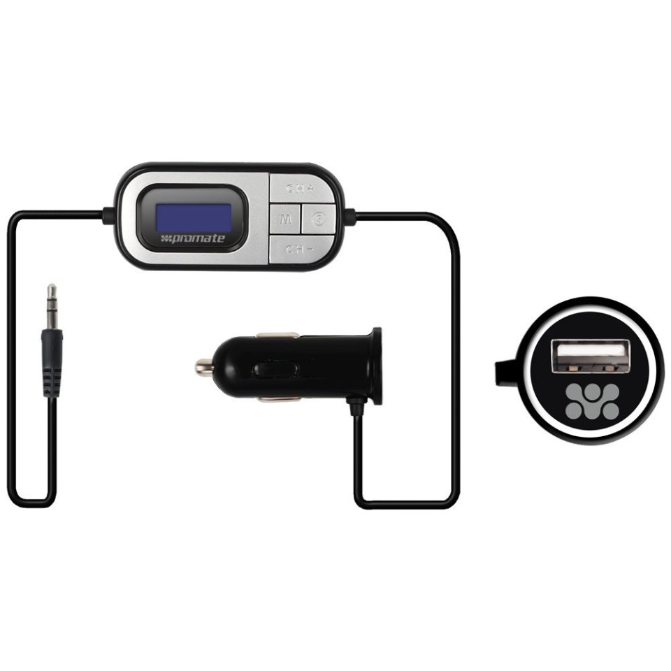 Promate proCast Universal AutoScan Car FM Transmitter with USB