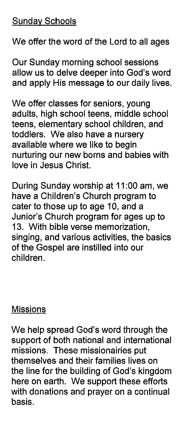 ABOUT US Tabernacle FWB Church, Coward, SC