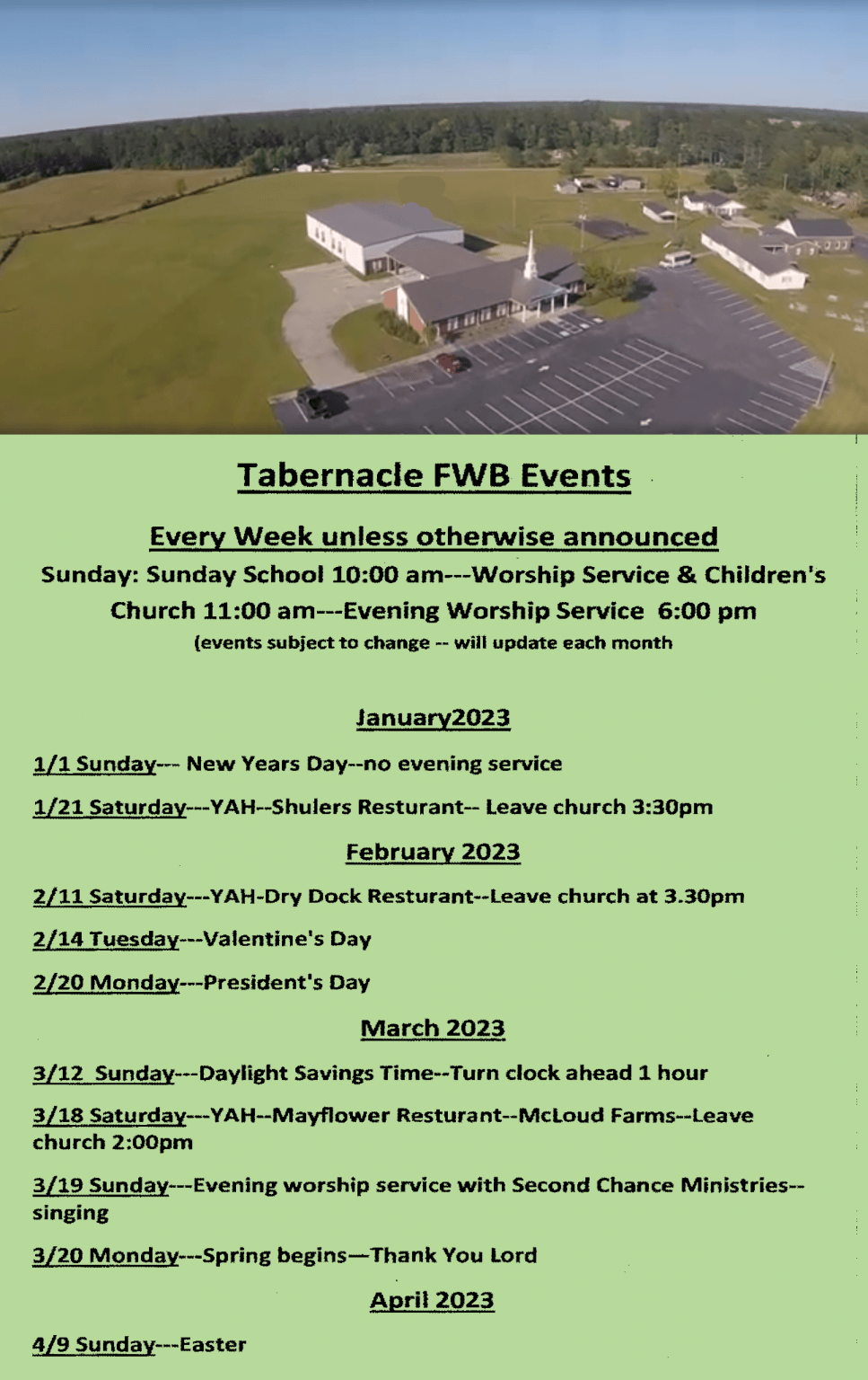 Tabernacle FWB Church, Coward, SC