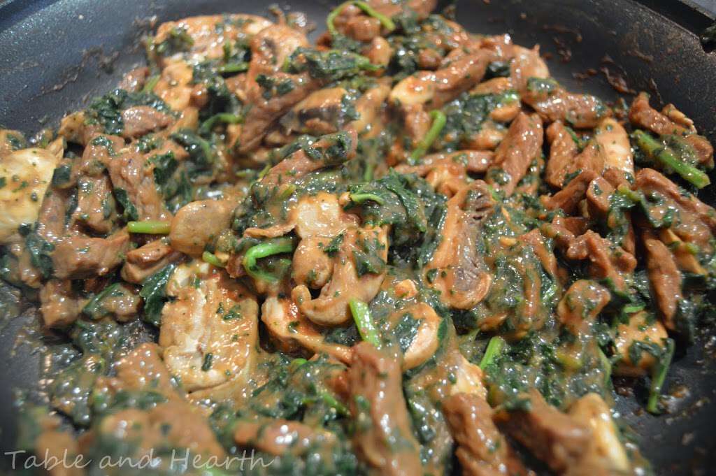 Ginger Beef, Mushroom, and Kale Stir Fry Table and Hearth
