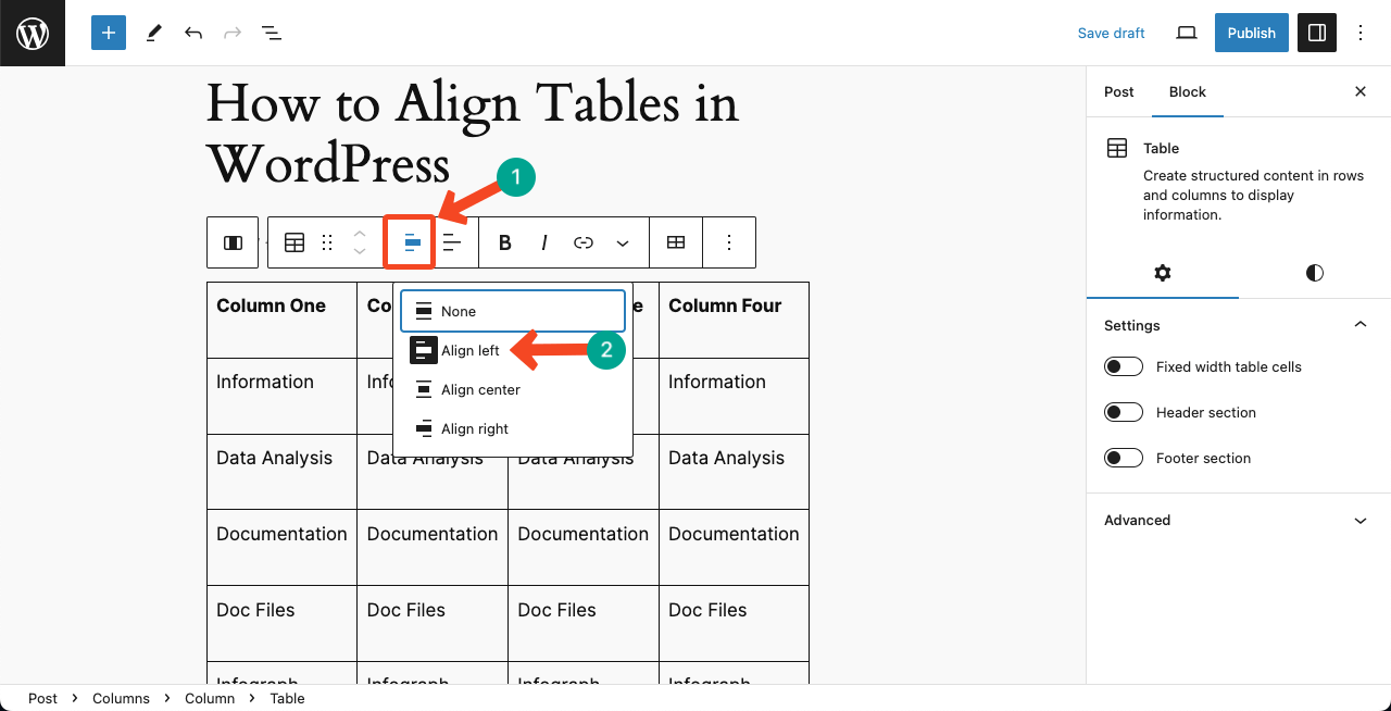 How to Align Tables in WordPress (Left, Center, or Right)