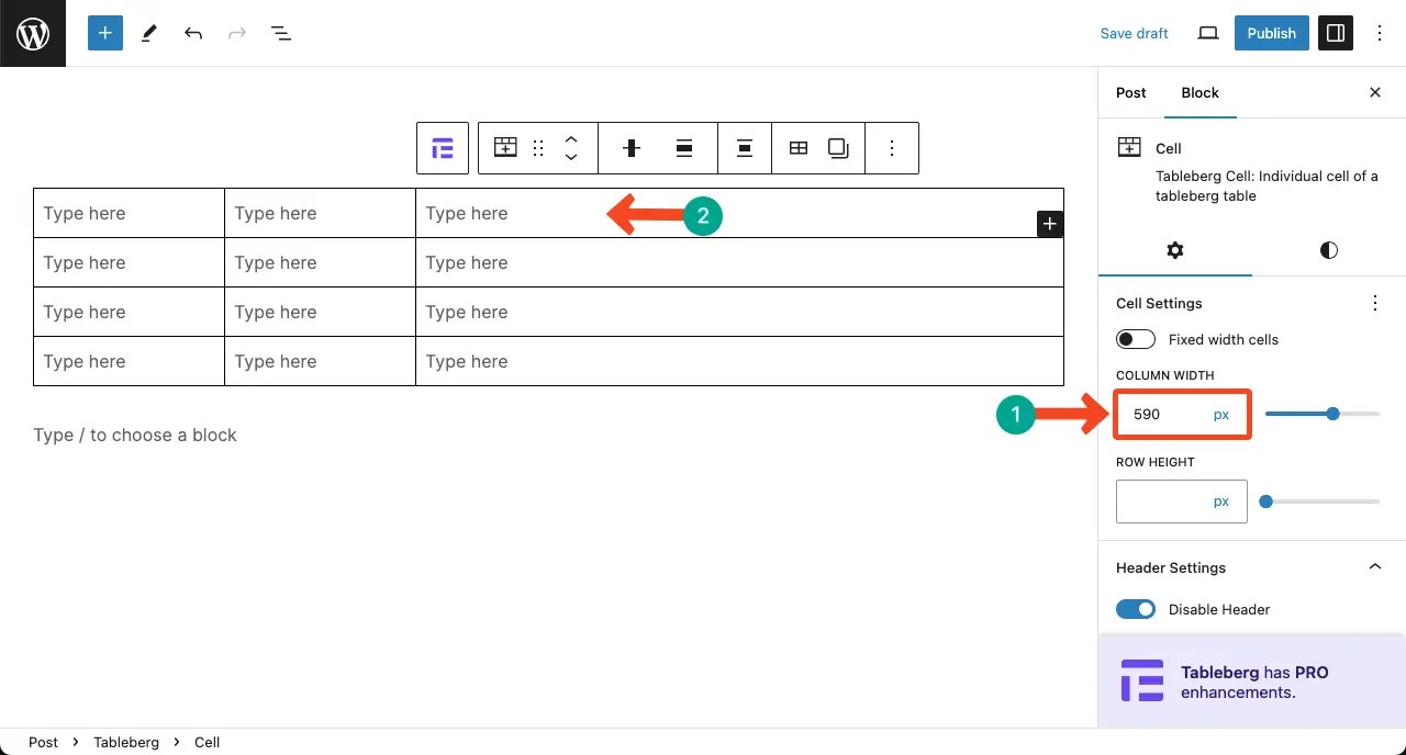 How to Change Table Column Width in WordPress