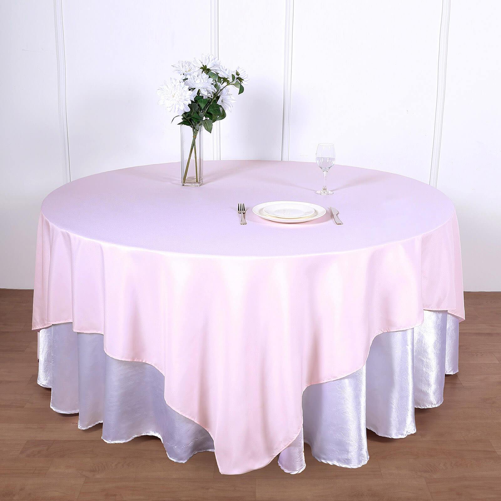Buy 90" Square Polyester Tablecloth Rose Gold Blush Pack of 1