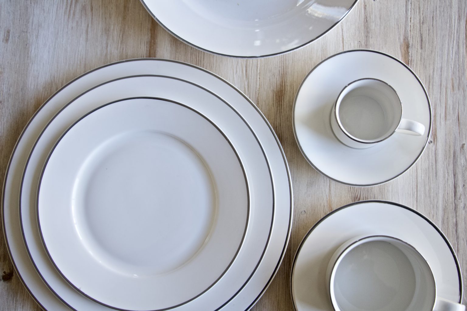 White With Platinum Rim China Table Manners