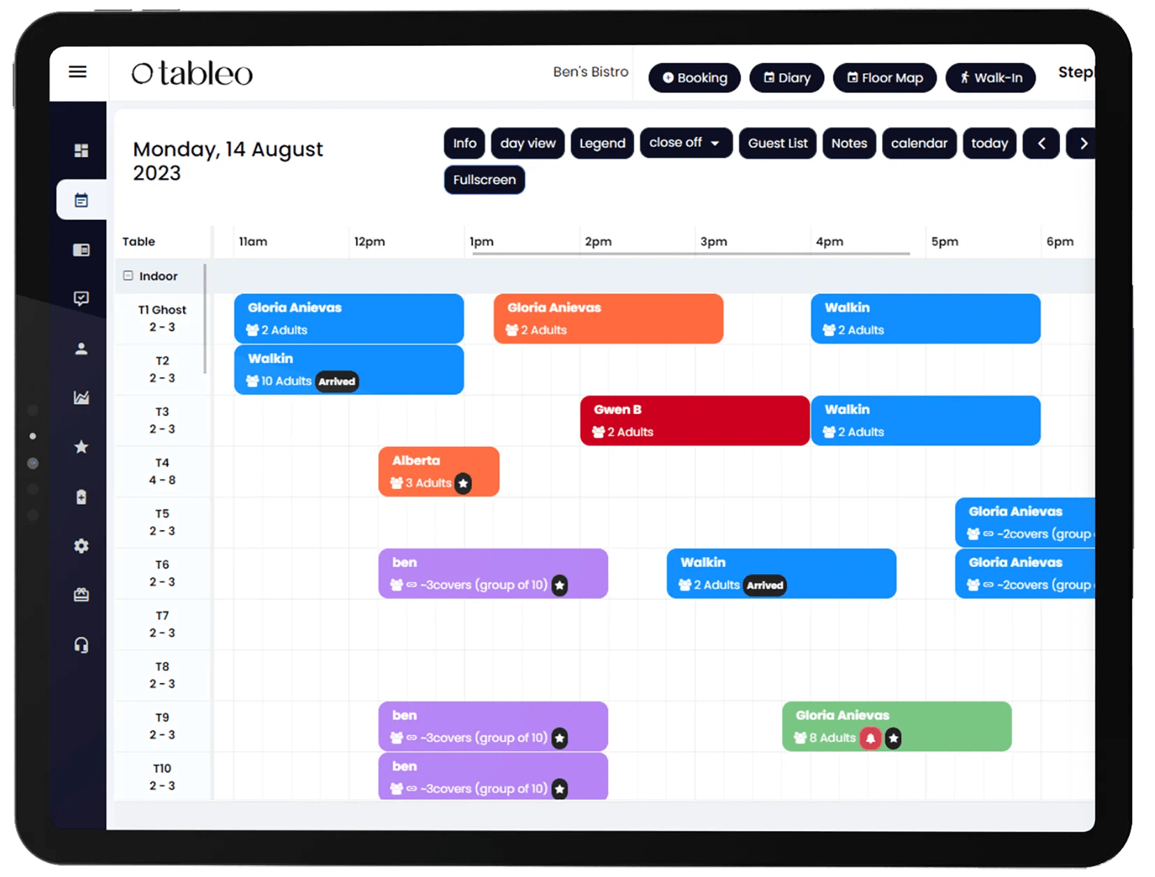 Table management system features Tableo