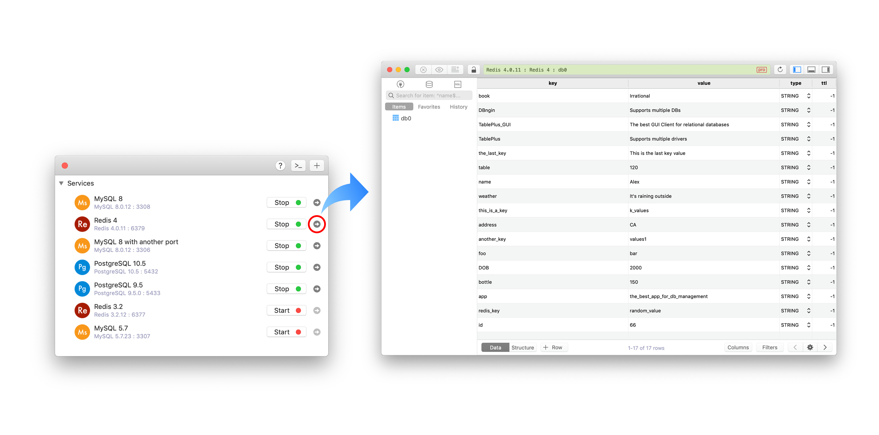 The simplest way to install Redis on Mac, no command required TablePlus