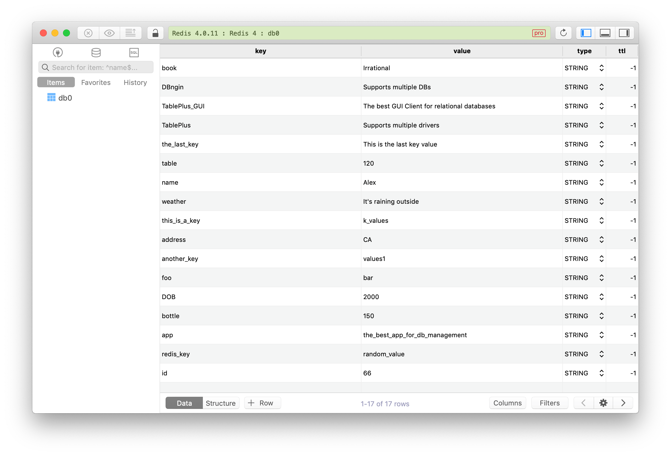 Getting started with Redis on Mac TablePlus