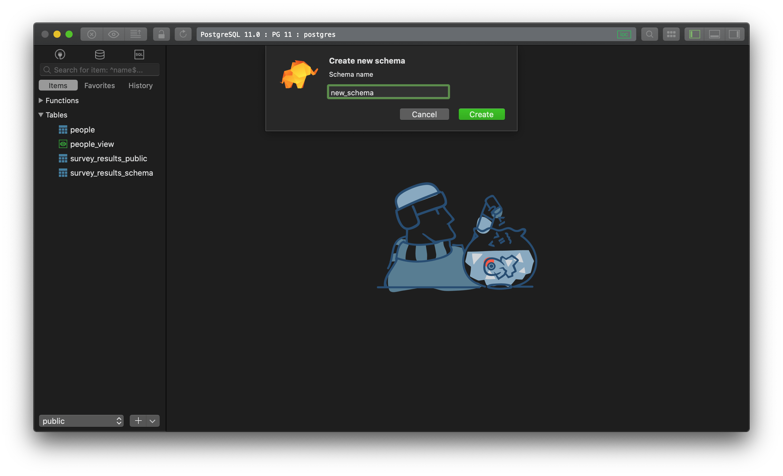 PostgreSQL - How to create a schema | TablePlus