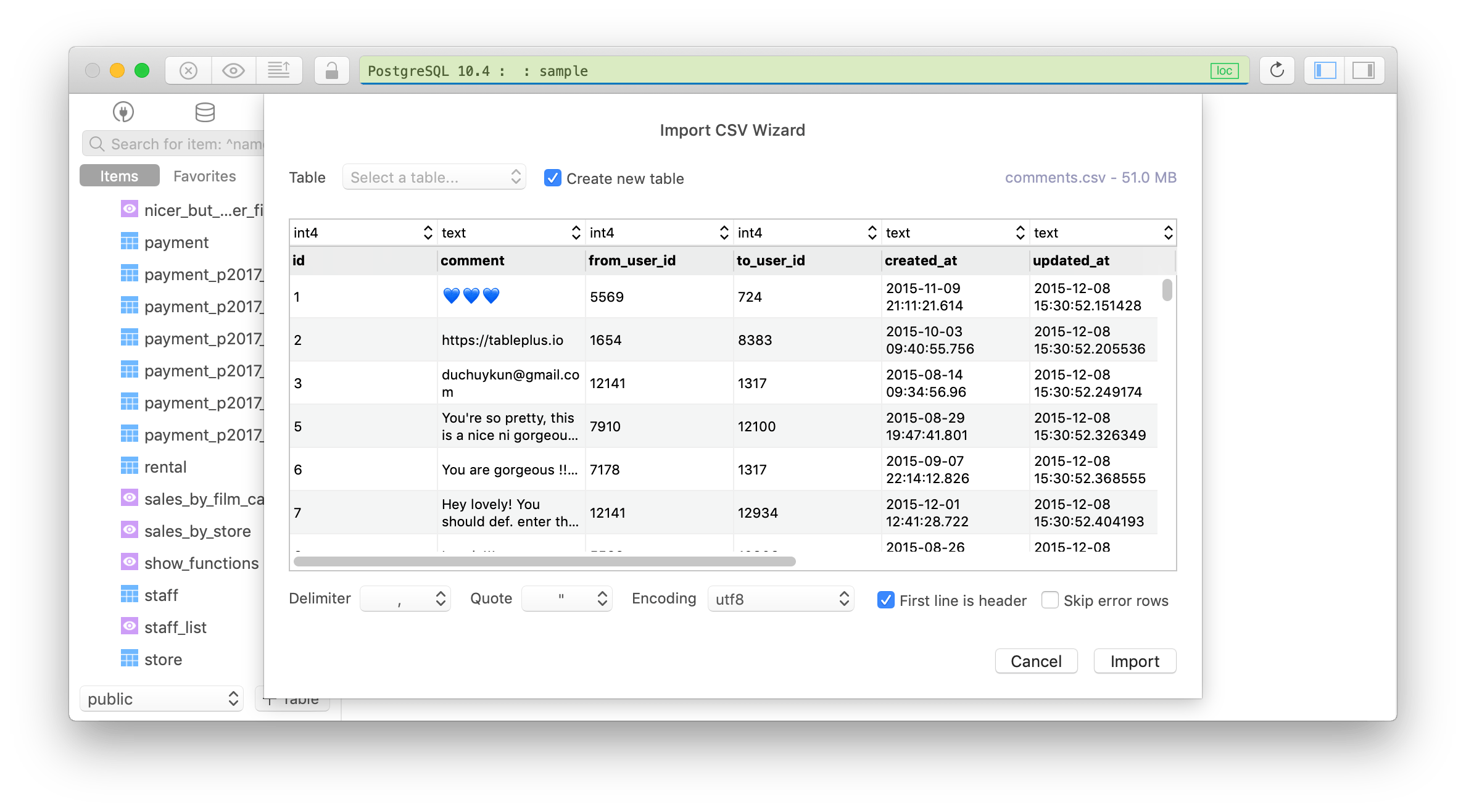 Free sql database for mac load spreadsheet lopms