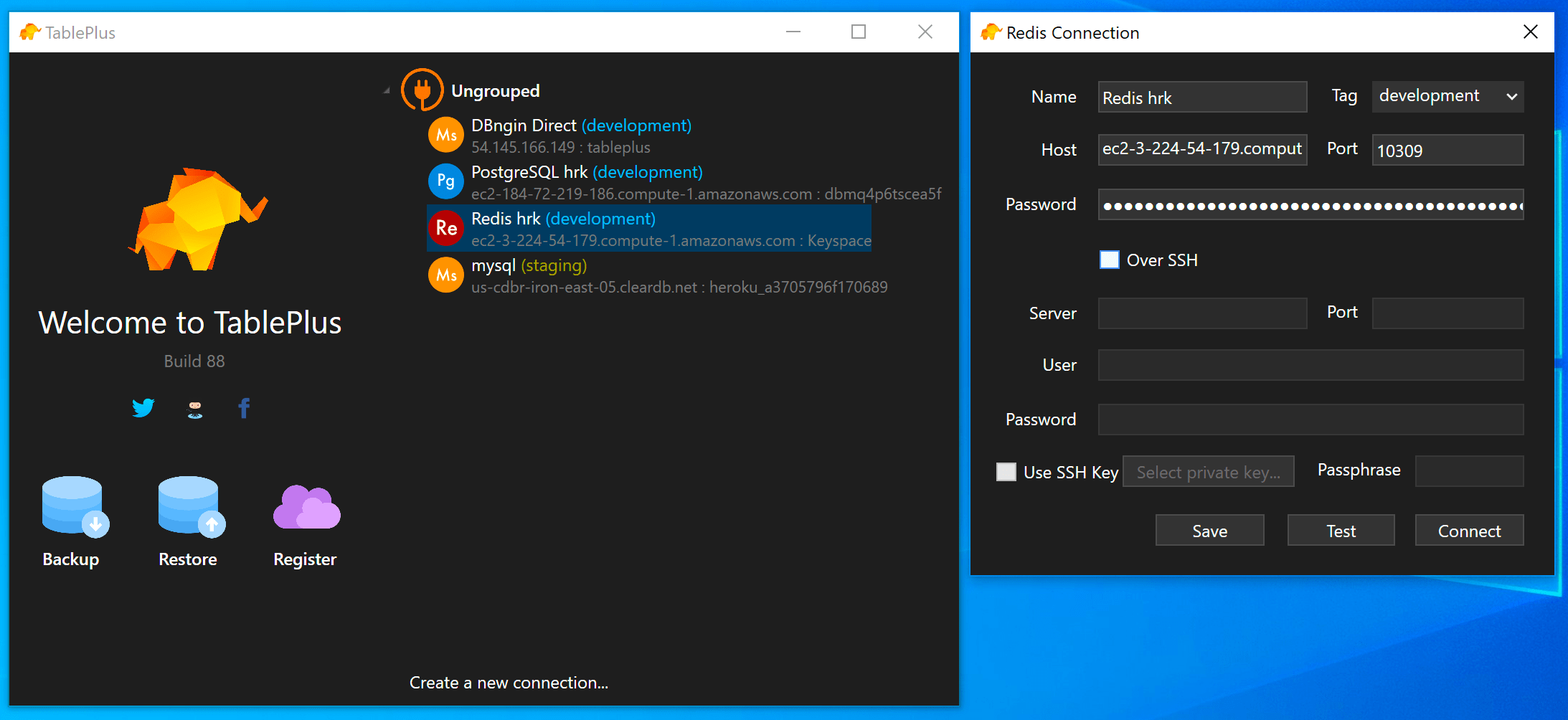 A native, lightweight client for Redis on Windows TablePlus