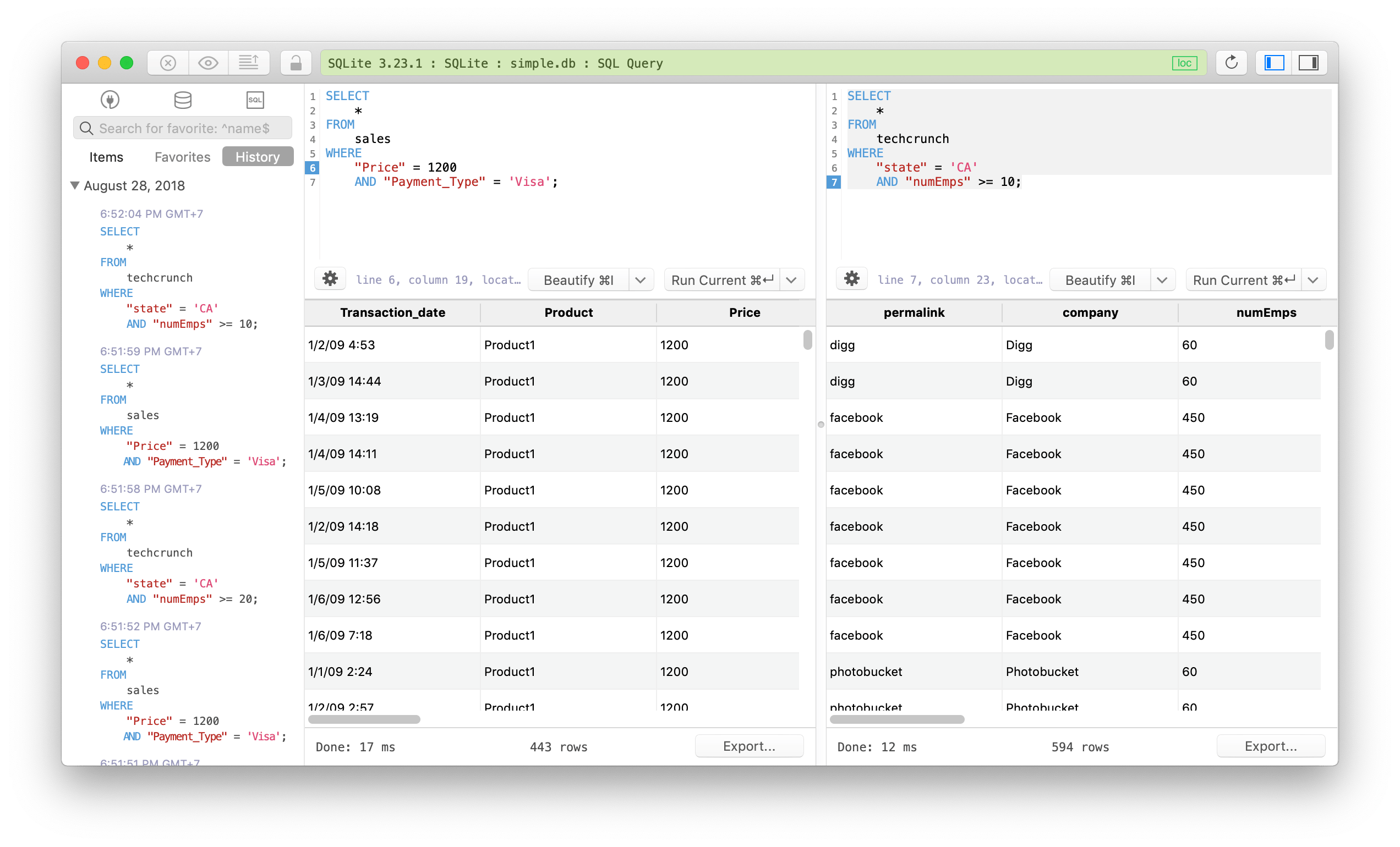 A powerful yet lightweight SQLite Studio alternative TablePlus