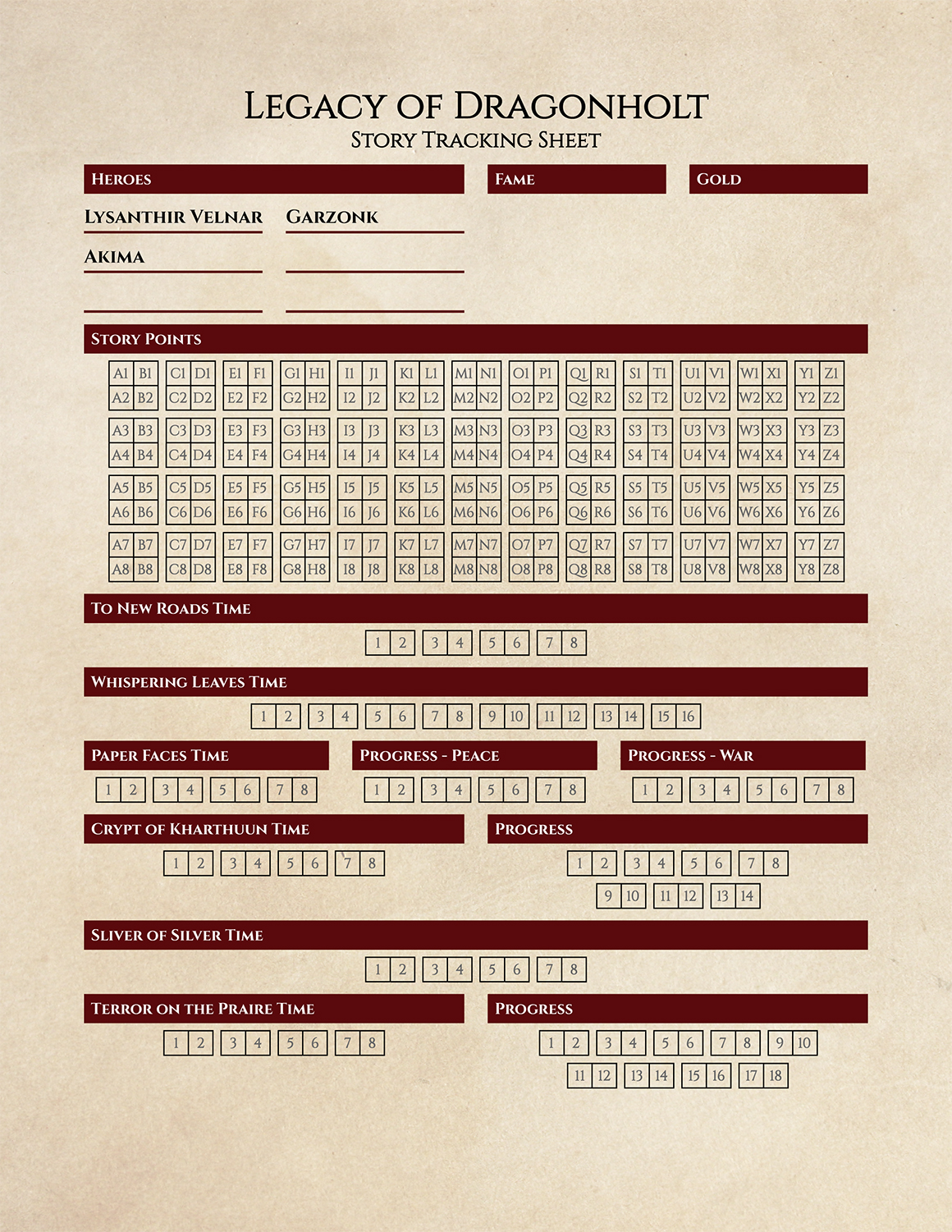 Legacy Of Dragonholt Form Fillable Character Sheet Printable Forms