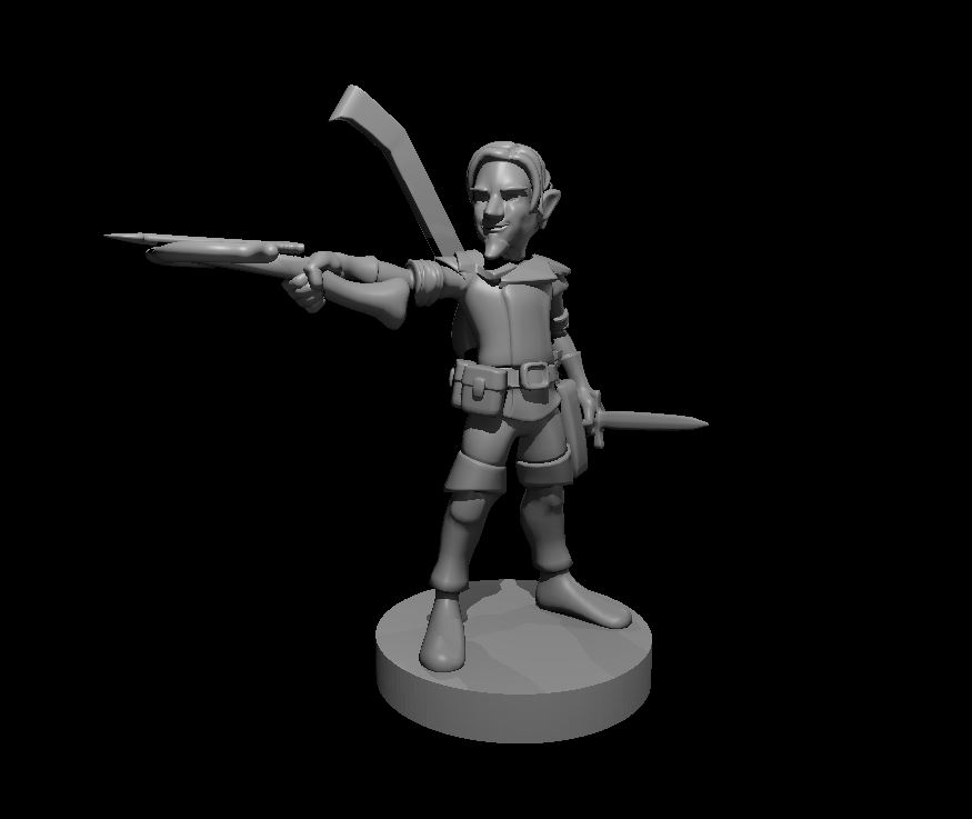 Gnome Male Bard Fantasy Miniature 28mm Beta Tabletop Turf