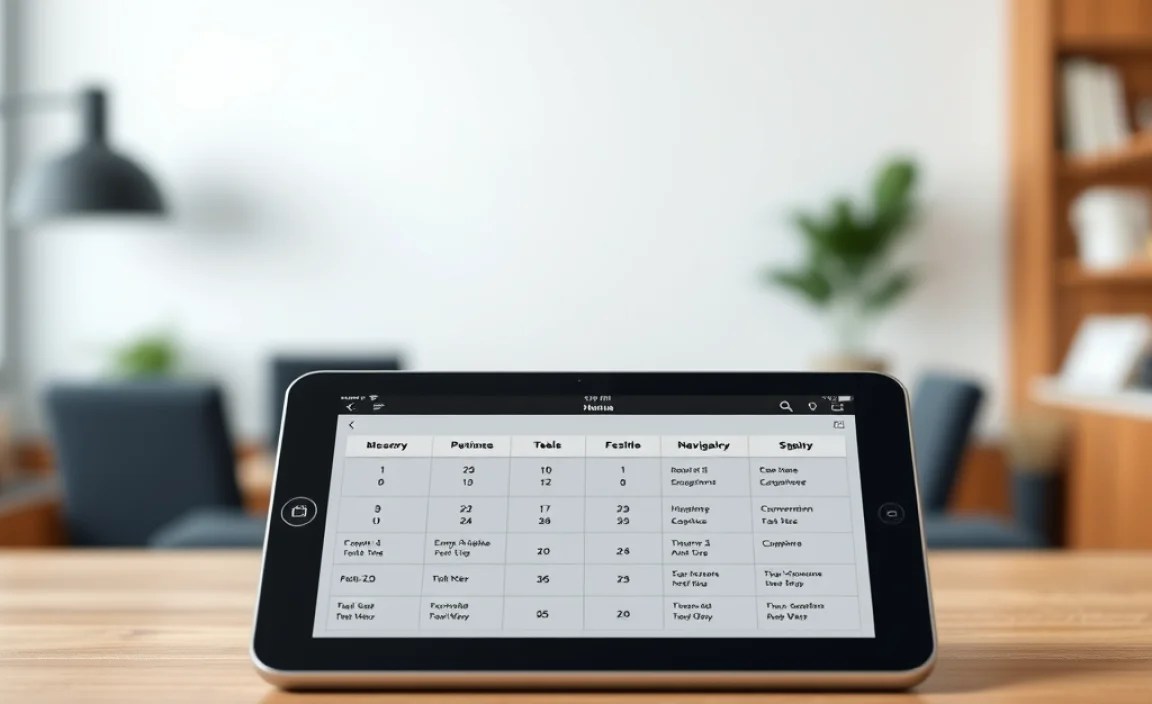 Table: Comparing Durable Tablet Features for Navigation