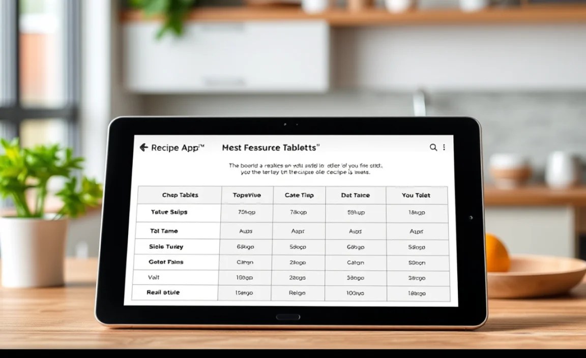 Table: Key Features Comparison for Recipe Tablets