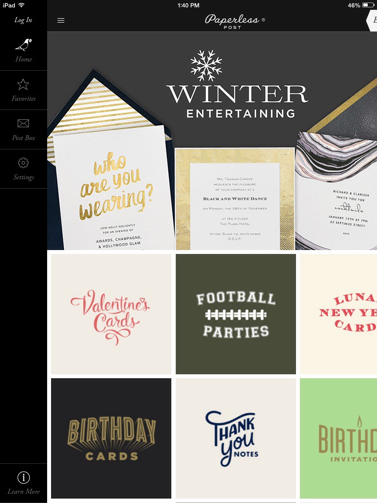 Paperless Post TabPatterns Tablet UI Patterns