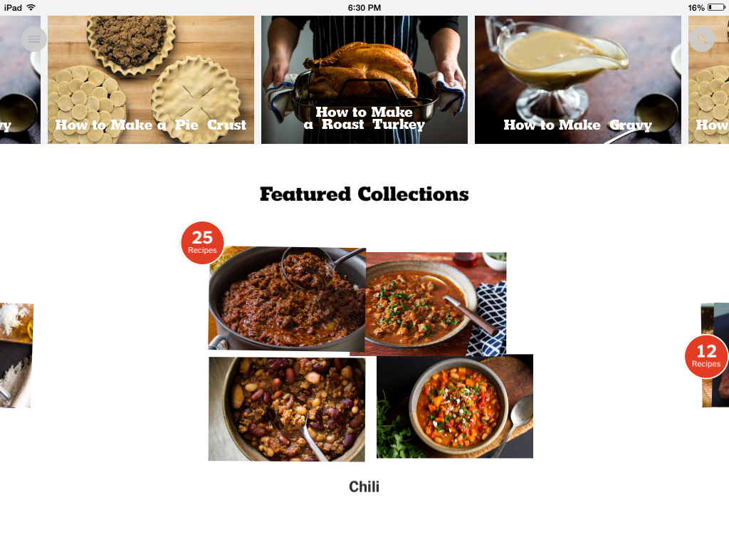 NYT Cooking Recipes from The New York Times TabPatterns Tablet UI
