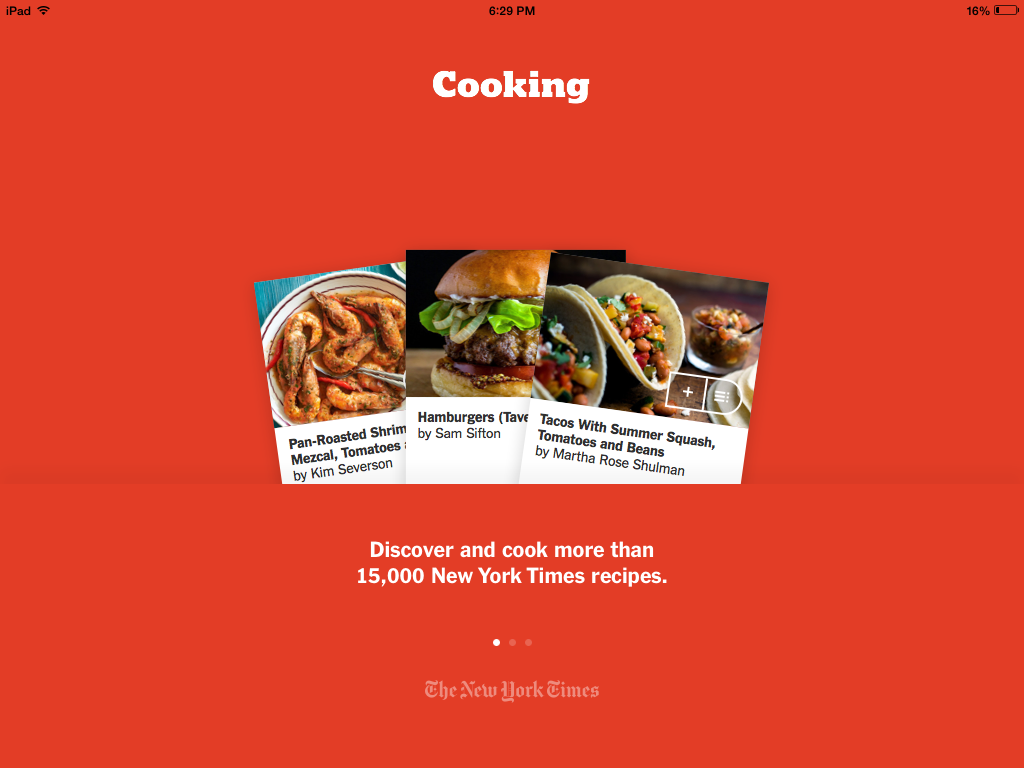 NYT Cooking Recipes from The New York Times TabPatterns Tablet UI Patterns
