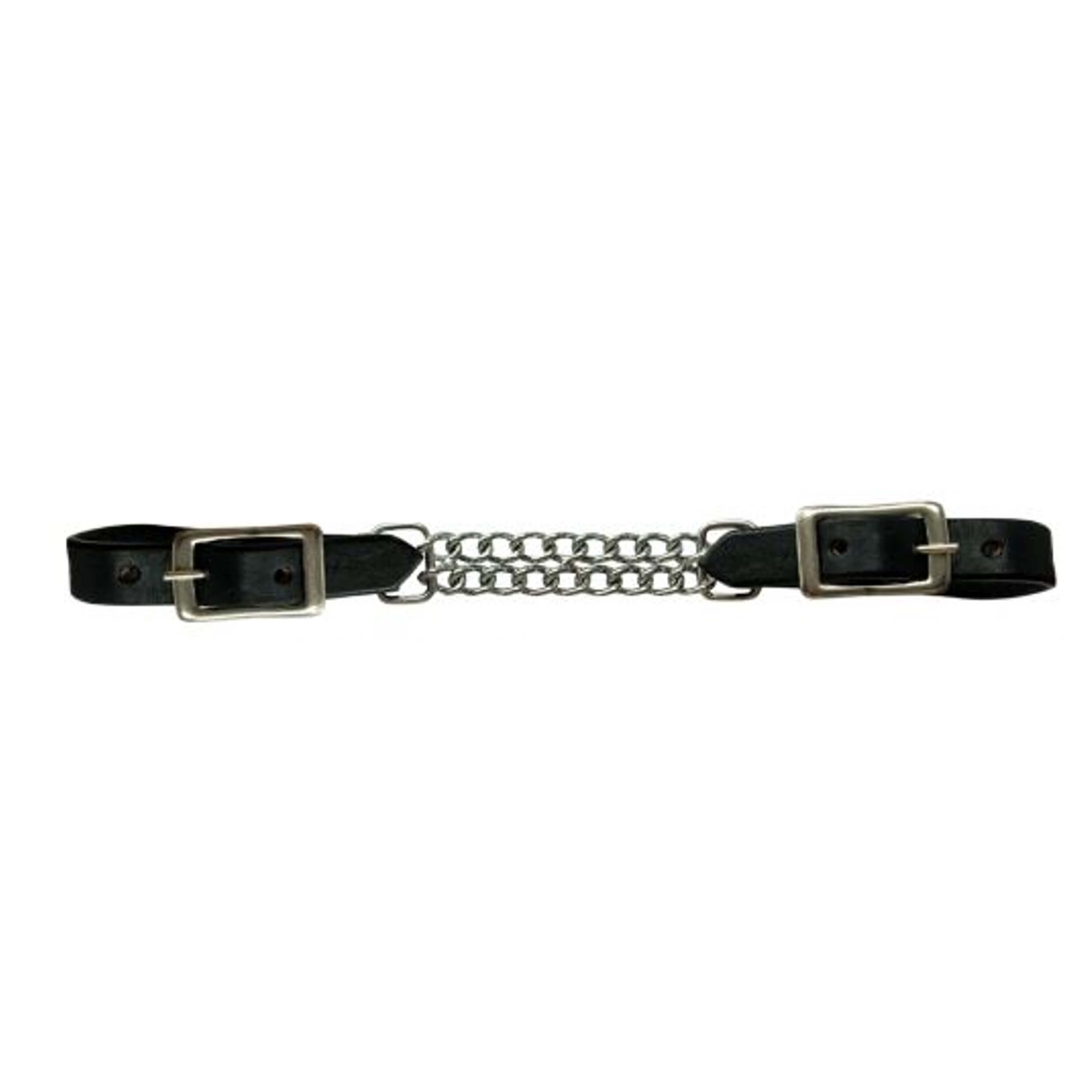 Black Leather Curb Double Chain Bit Strap ⋆ Hill Saddlery