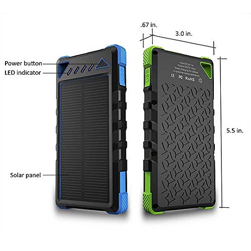 Cell Phone Charger Solar & Plugin 8000mah Dual USB Best of Porta