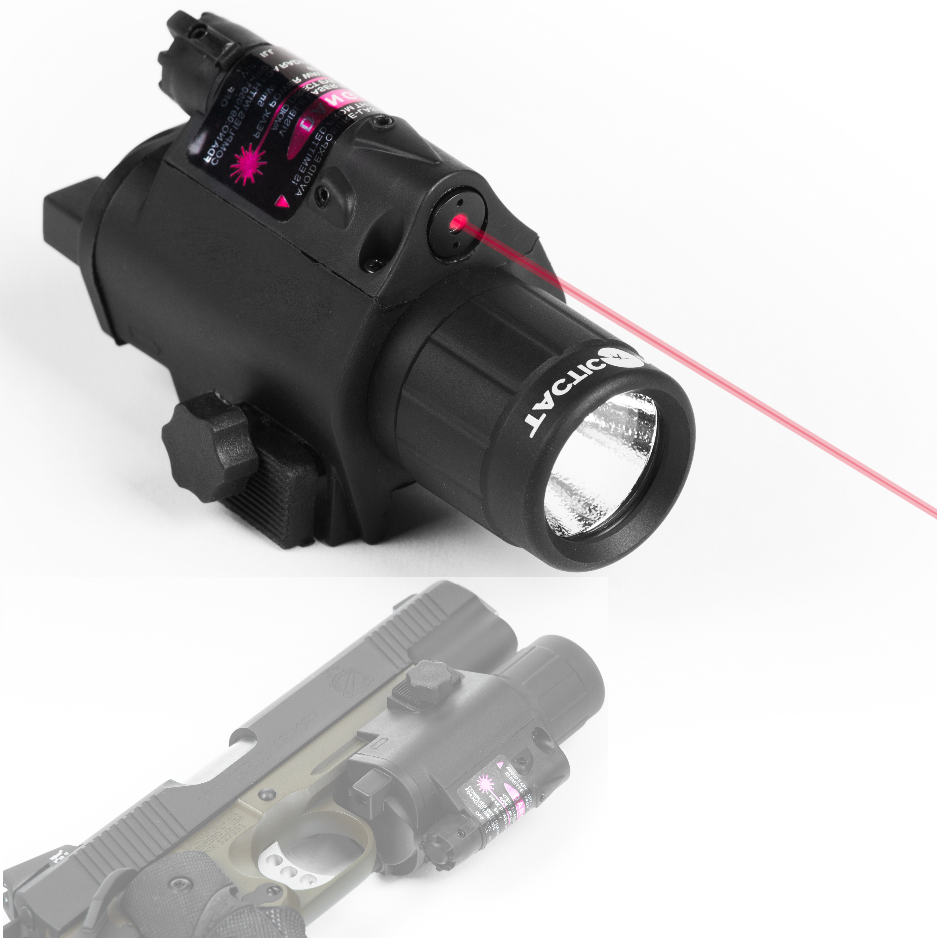 Laser Flashlight Combo (Red or Green) With BuiltIn Rail Mount For
