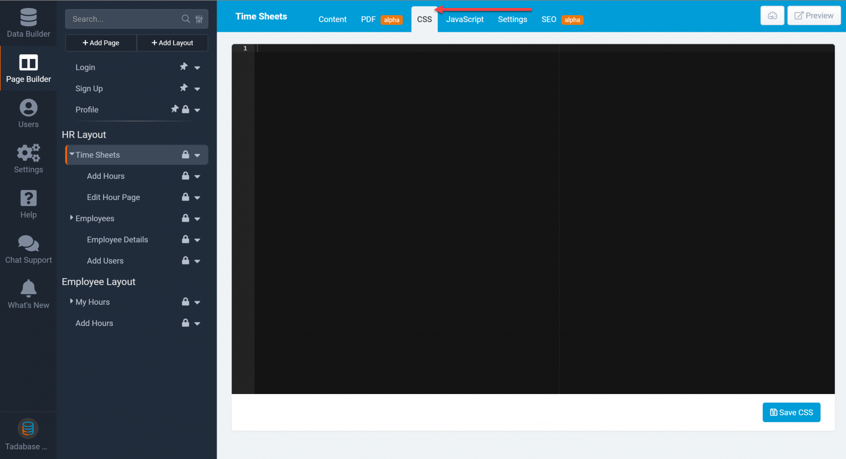 Set background colors Tadabase