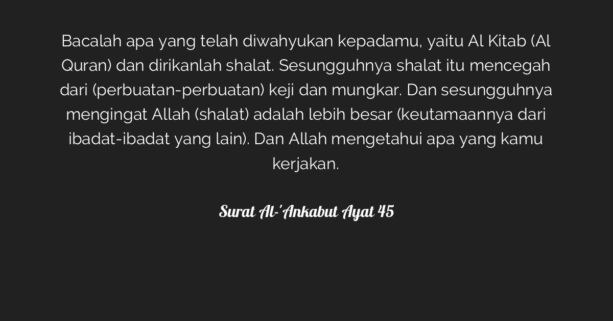 Surat Al'Ankabut Ayat 45