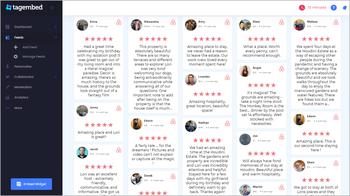 Cómo insertar reseñas de Airbnb en sitios web Tagembed