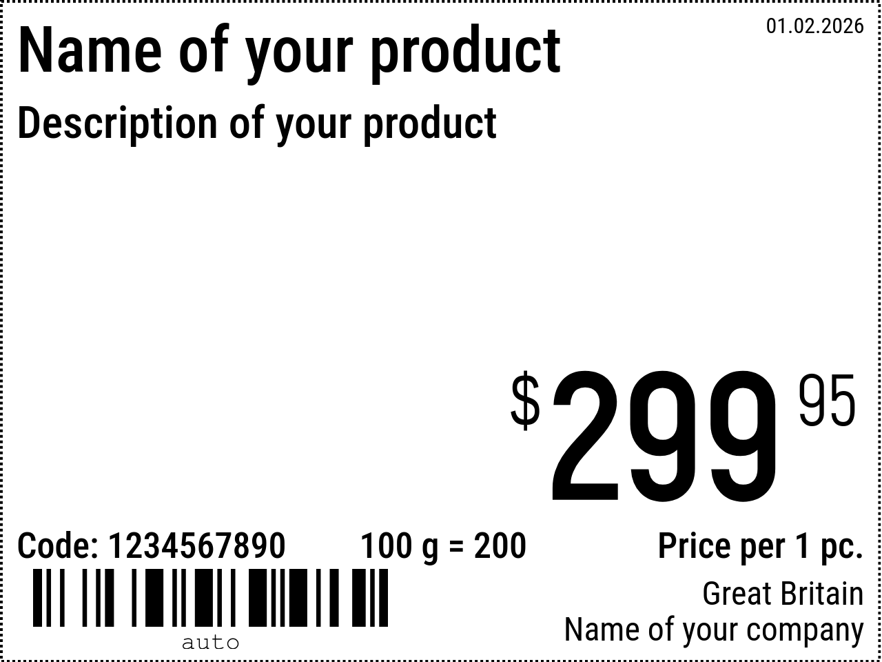 Price tag templates
