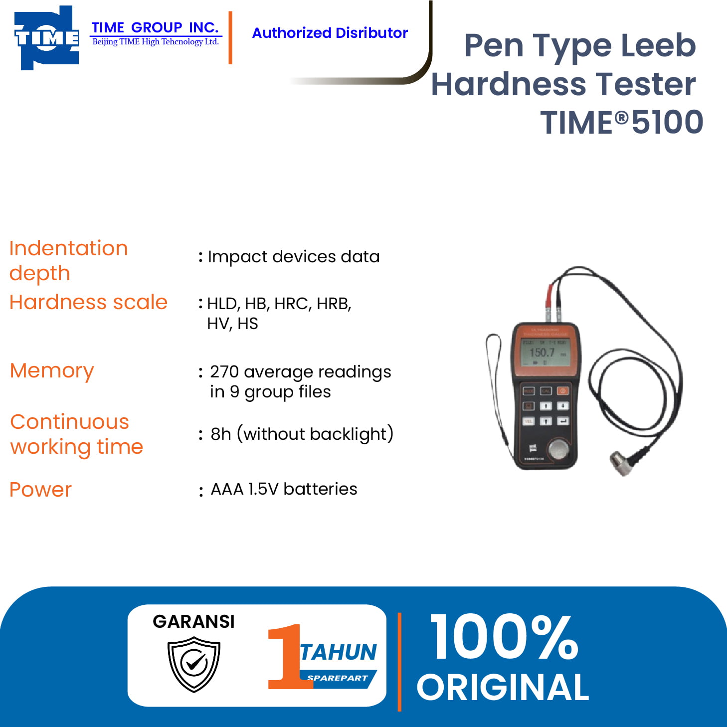 Pen Type Leeb Hardness Tester TIME®5100/5102/5104 Taharica Data