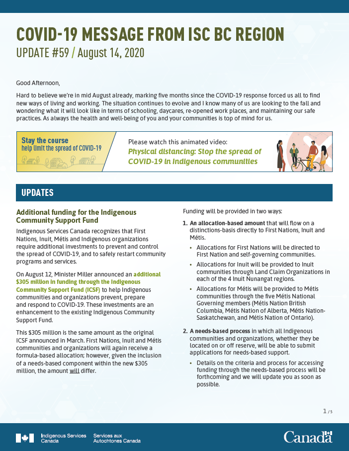 Covid19 message from ISC BC Region Tahltan Band Council