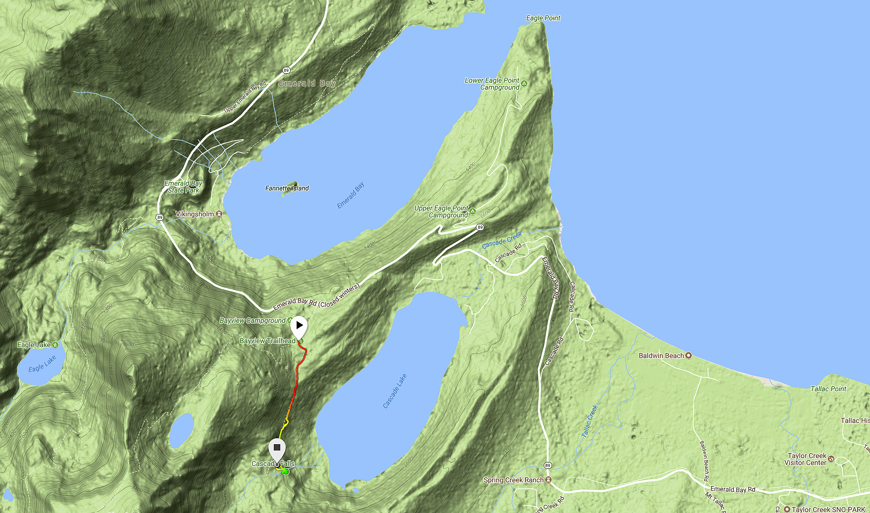 Hiking Cascade Falls (via Bayview Trailhead near Emerald Bay in South