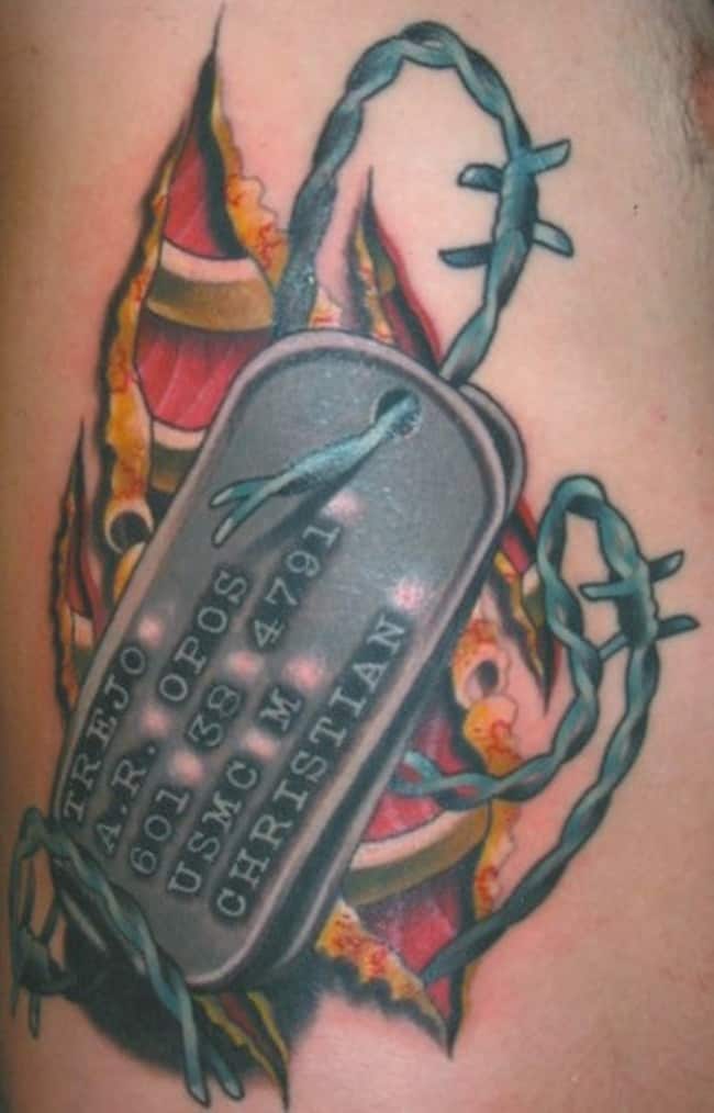 dog Cross With Dog Tags Tattoo