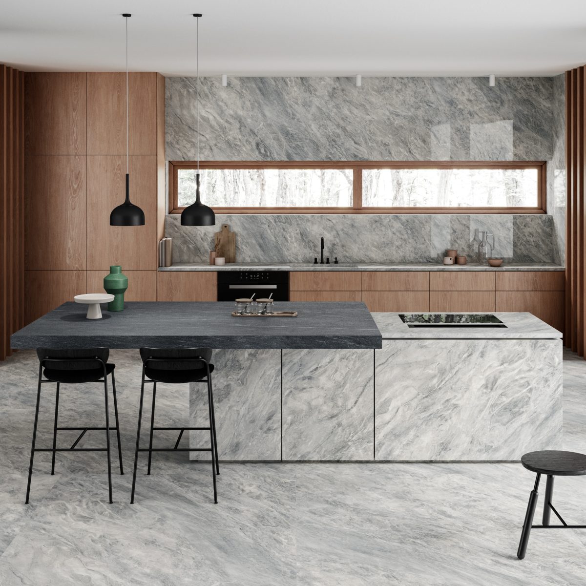 Kitchen Island Countertop island worktop with overhang in porcelain