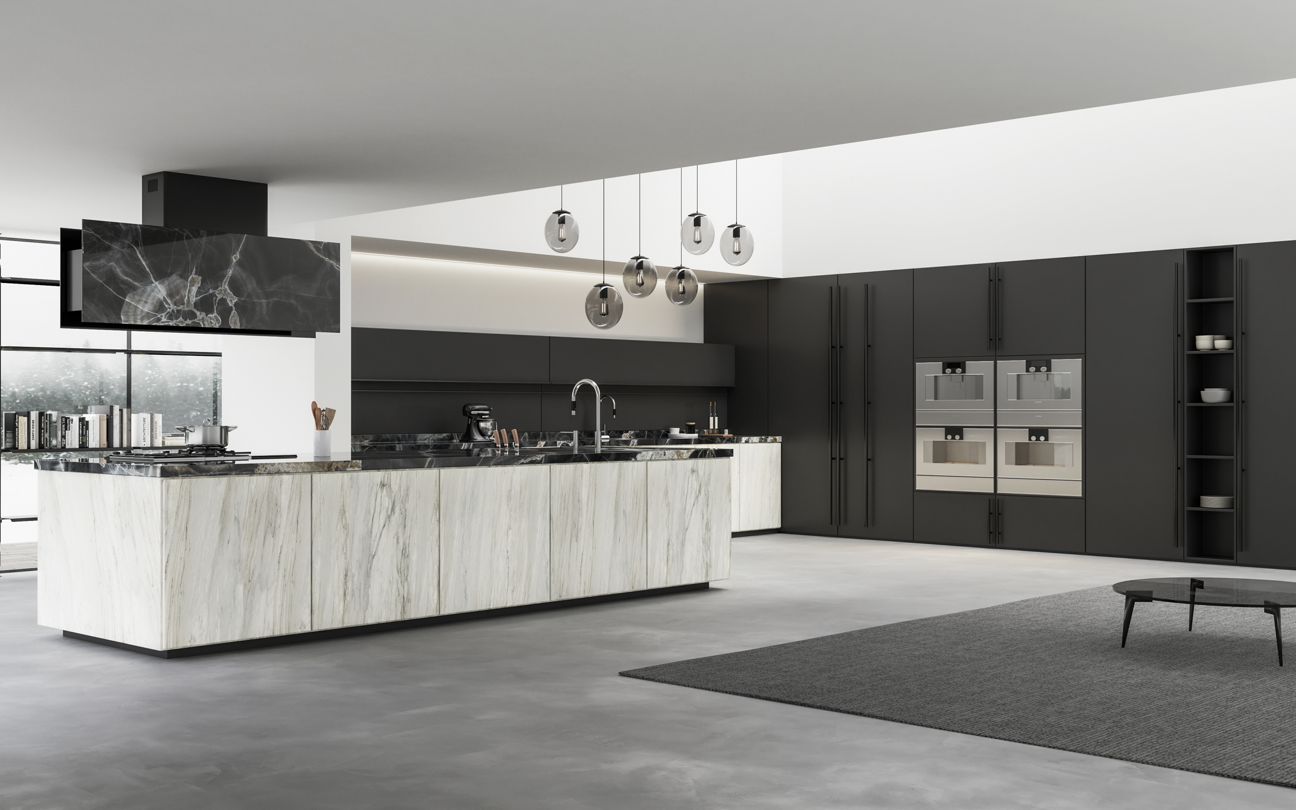 Kitchen Island Countertop island worktop with overhang in porcelain