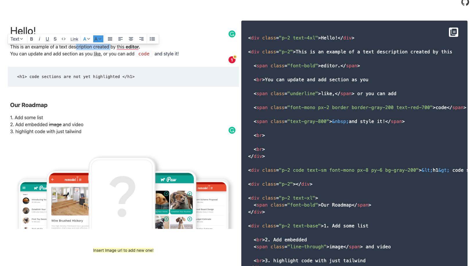 Tailwind Css Rich Text Editor TailTemplate