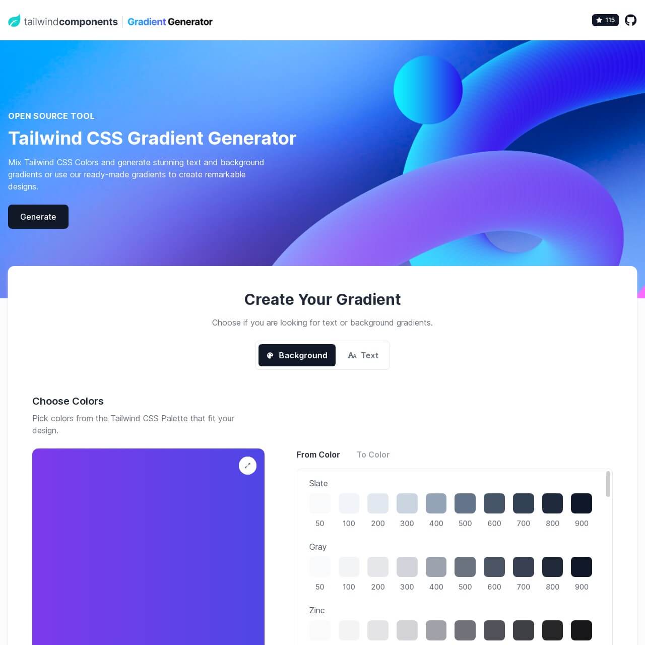Tailwind Gradient Generator TailTemplate
