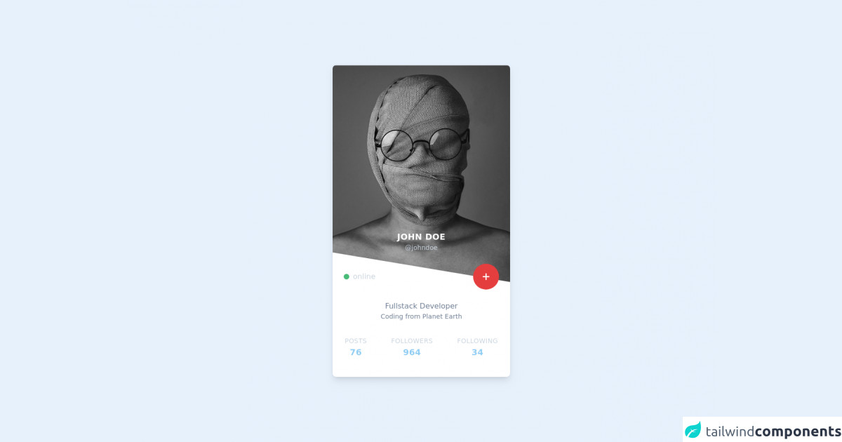 Tailwind CSS Profile Card Angled by ravisankarchinnam.