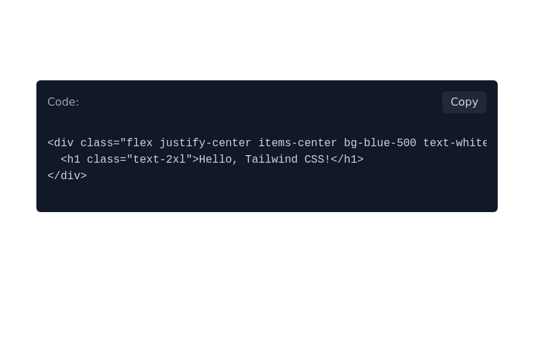 Copy code block Tailwind CSS Example