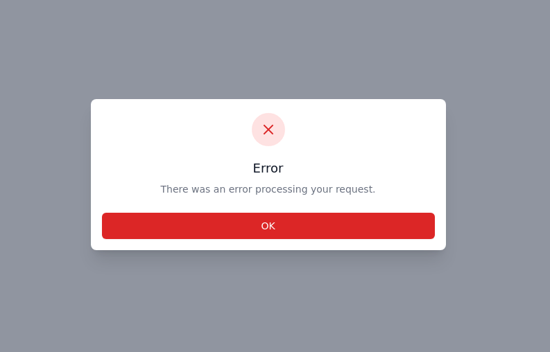 Error popup modal Tailwind CSS Example