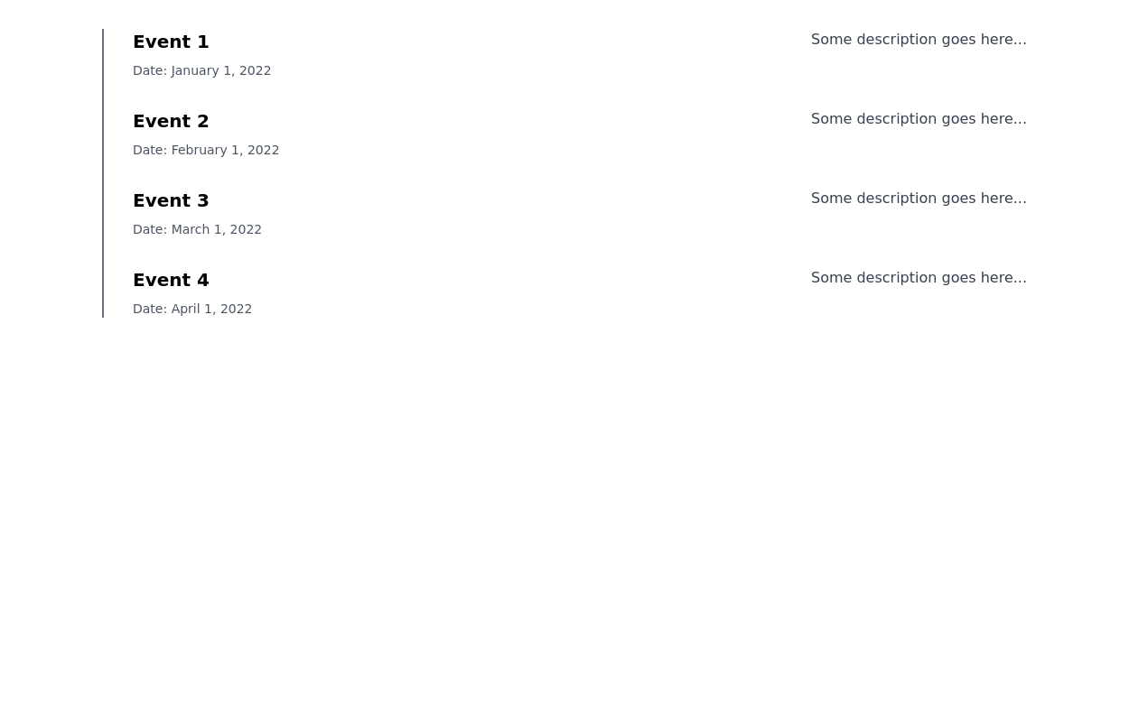 Event timeline list Tailwind CSS Example