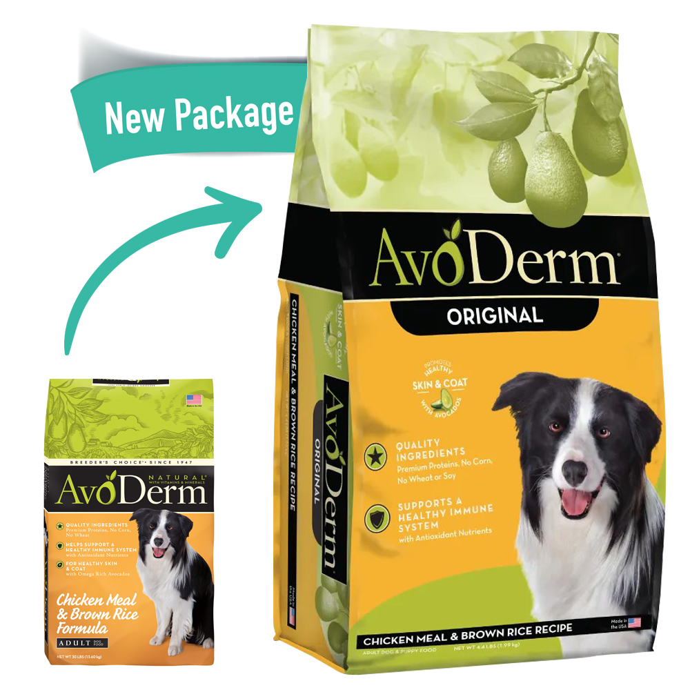 AvoDerm Adult อาหารสุนัขโต ชนิดเม็ด สำหรับทุกสายพันธุ์ สูตรไก่และข้าวกล้อง (2.0kg, 13.60kg)