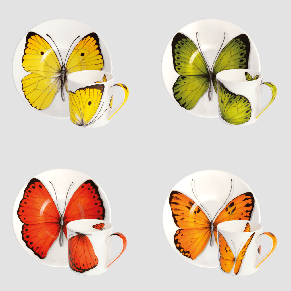 Set of 4 assorted Espresso Cups and Saucers TAITÙ