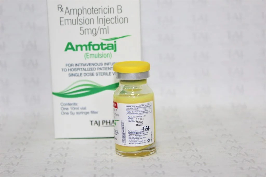 Taj Pharmaceuticals, one of the leading Amphotericin B Emulsion Injection 5 mg Manufacturers India brings the best-quality products. The company carries the rich experience in the niche manufacturing of Amphotericin B Emulsion Injection 5 mg